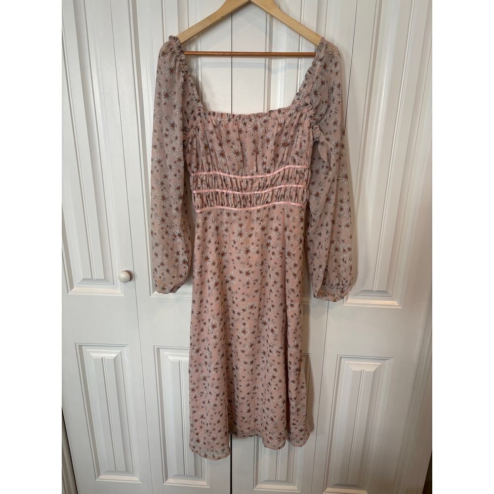 Way Pink FLoral‎ Midi Dress Size Medium